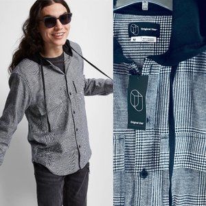 Original Use Mens Medium Long Sleeve Button Down Shirt Hoodie Plaid Soft Adult